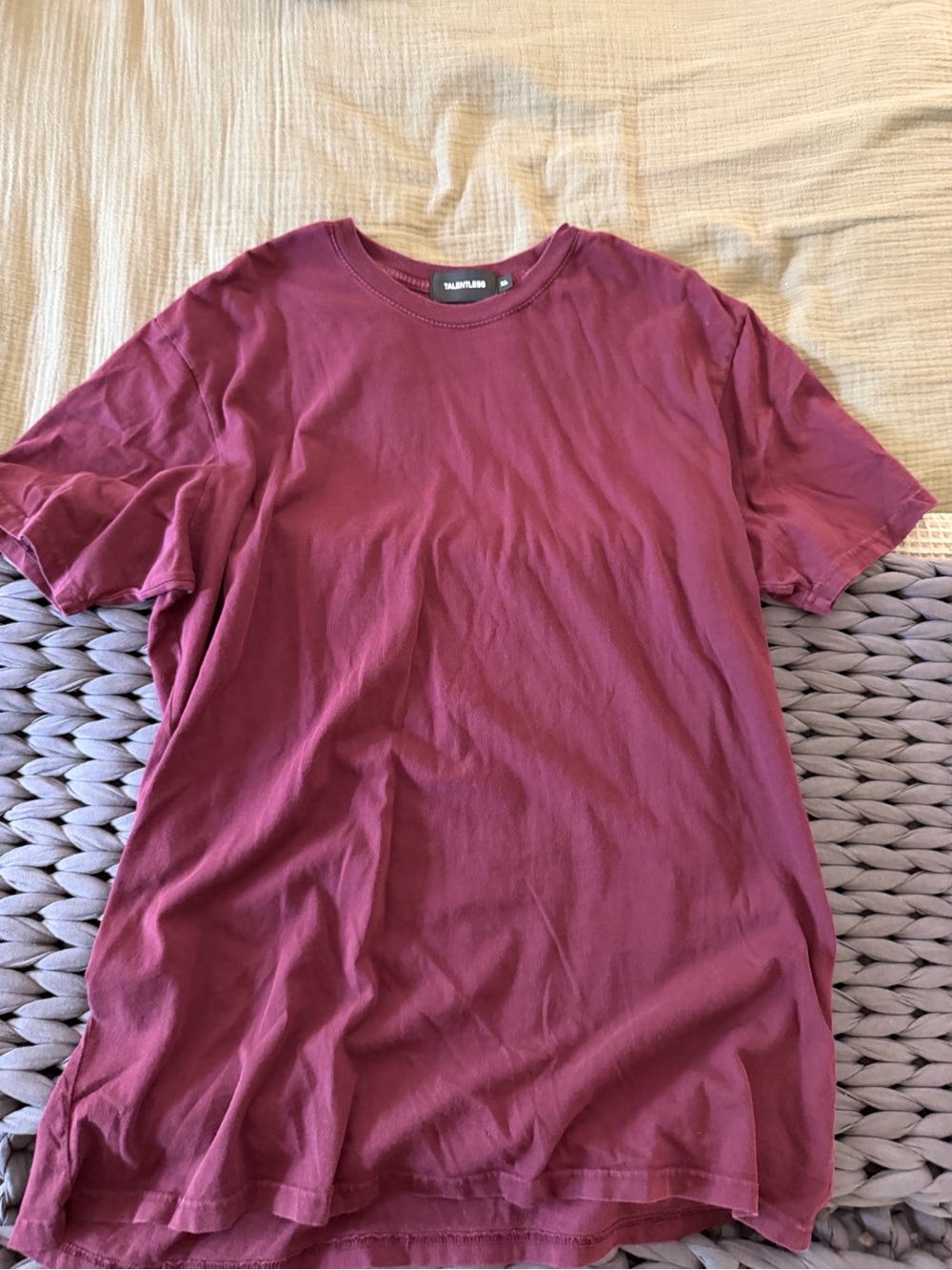 TALENTLESS Men's Wine Crew Neck Short Sleeve Tee